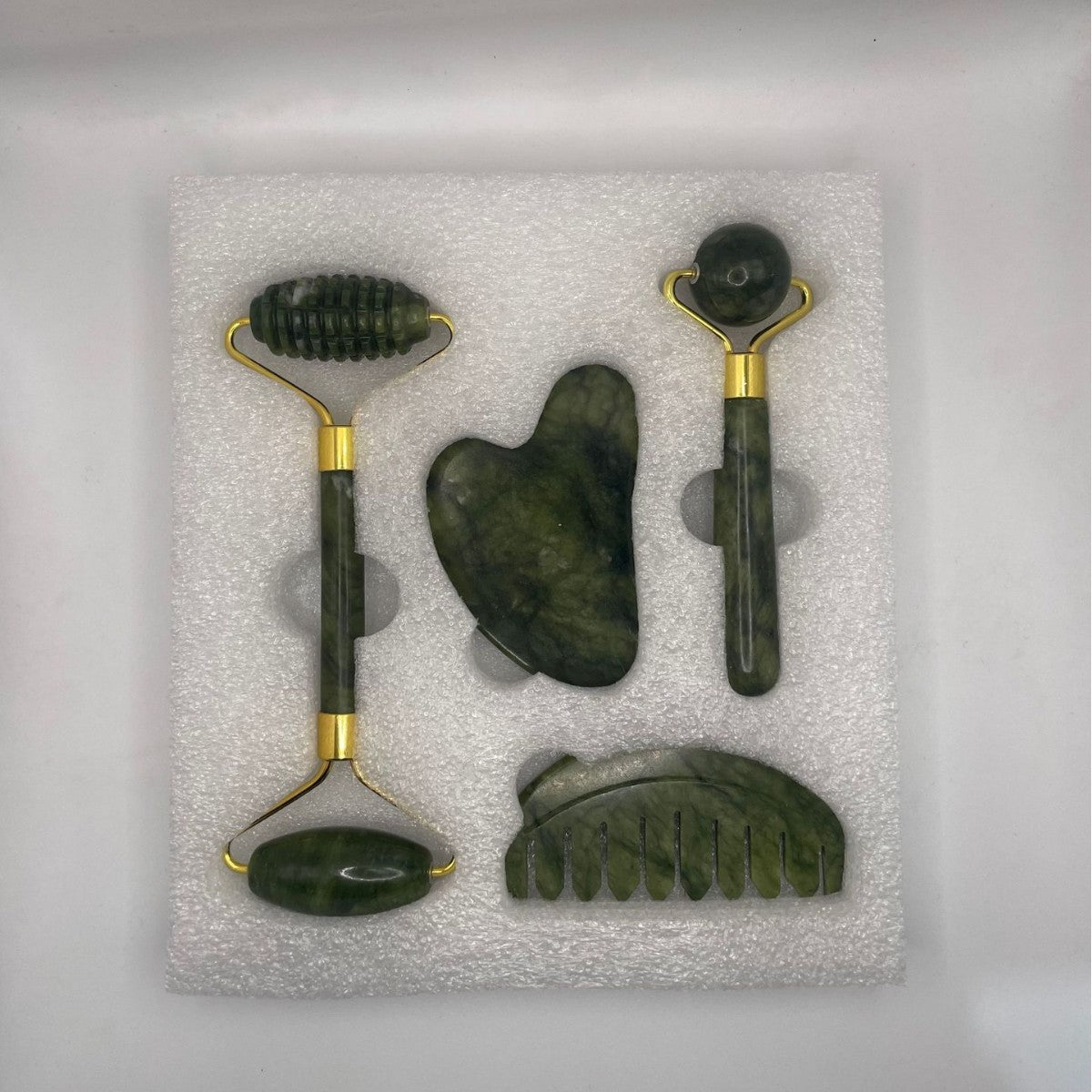 Jade Facial Massage Roller and Scraping Tool Set