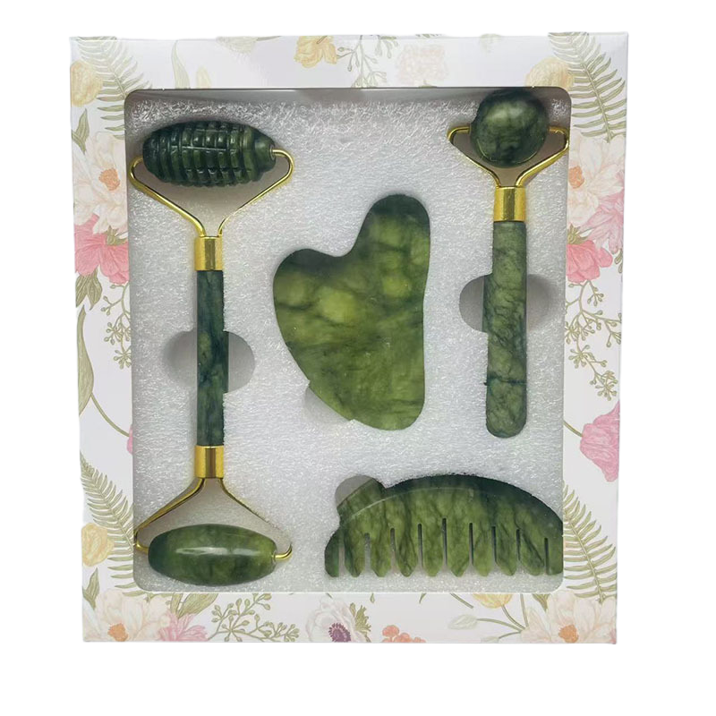 Jade Facial Massage Roller and Scraping Tool Set